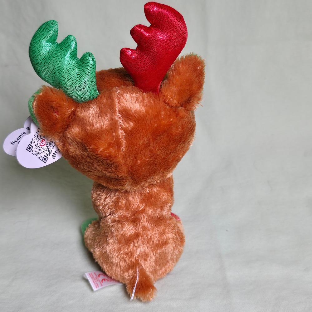 Ty Silk Beanie Baby Tinseltoes Reindeer‎ Plush Stuffed Animal - Picture 4 of 6